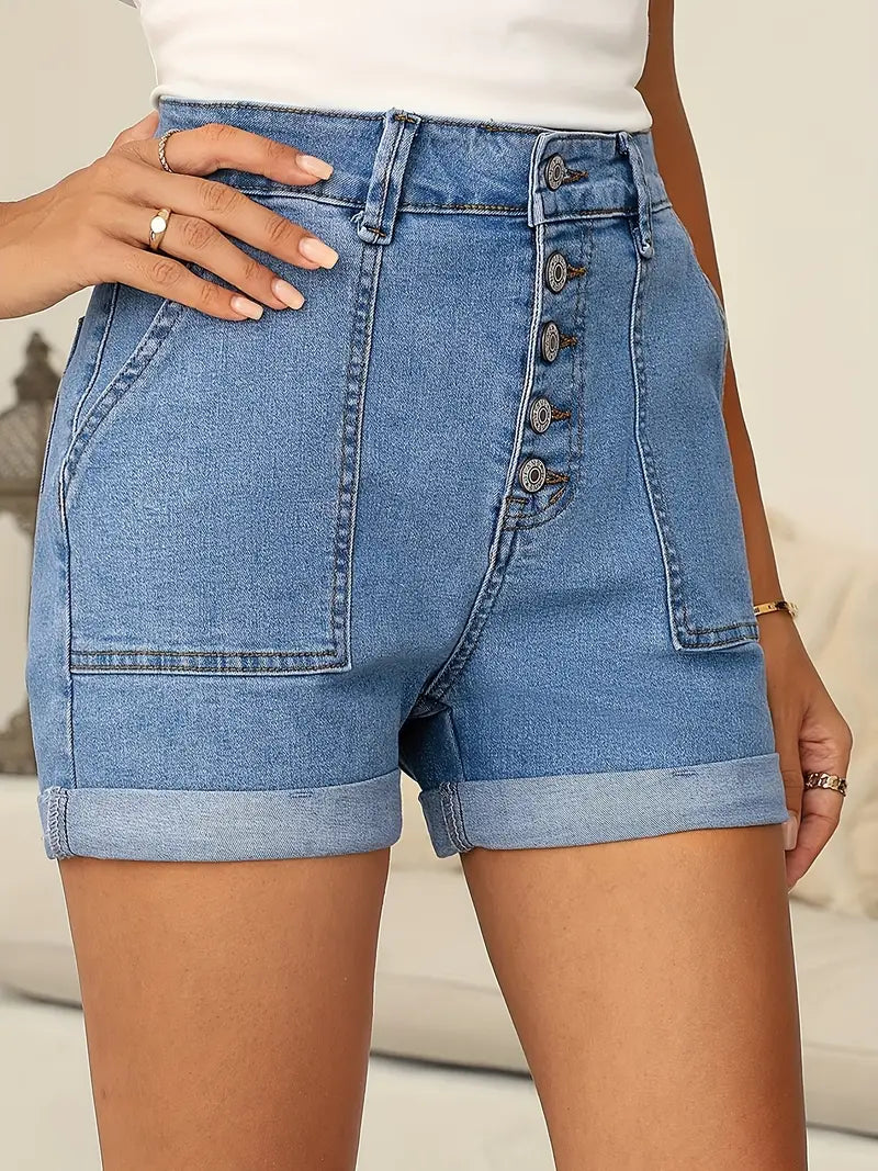 Lila Vintage Denim Stretch Shorts